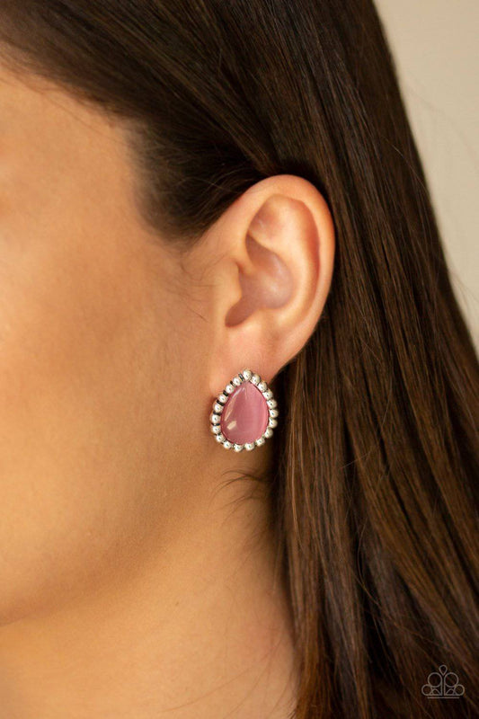 I Wanna GLOW - Pink Cat's Eye Earrings- Paparazzi Accessories - GlaMarous Titi Jewels