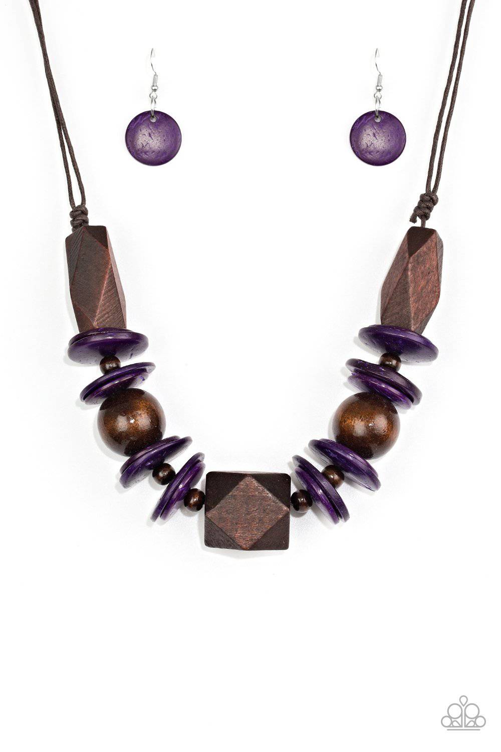 Pacific Paradise - Purple Wood Necklace- Paparazzi Accessories - GlaMarous Titi Jewels