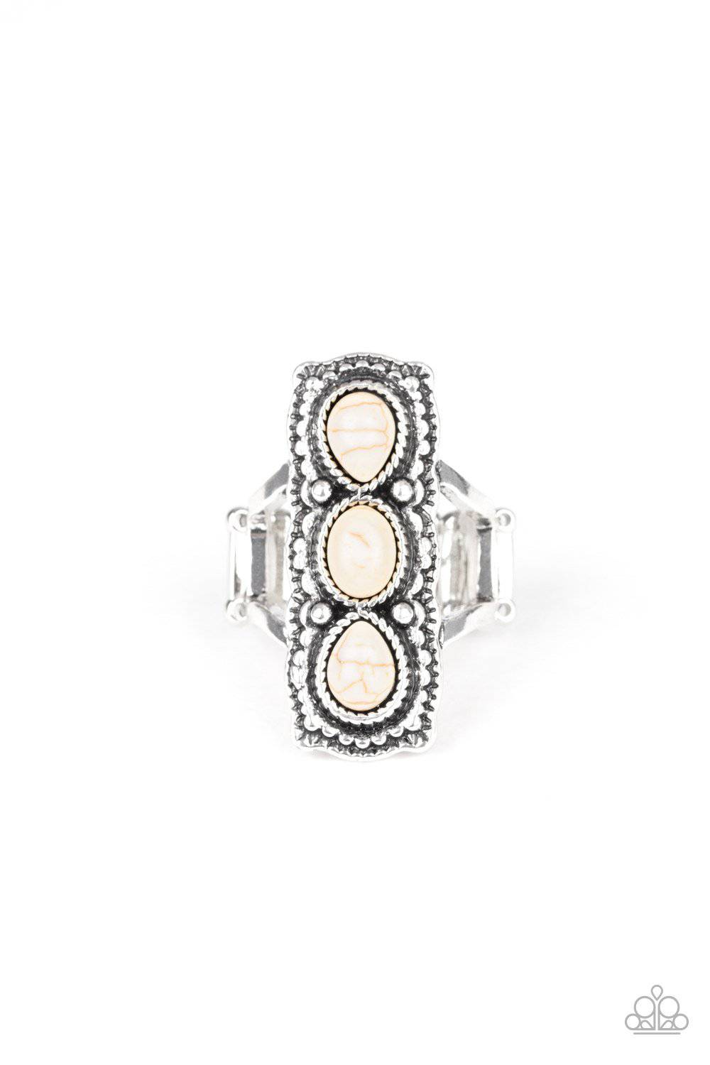 Desert Destiny - White Stone Ring - Paparazzi Accessories - GlaMarous Titi Jewels