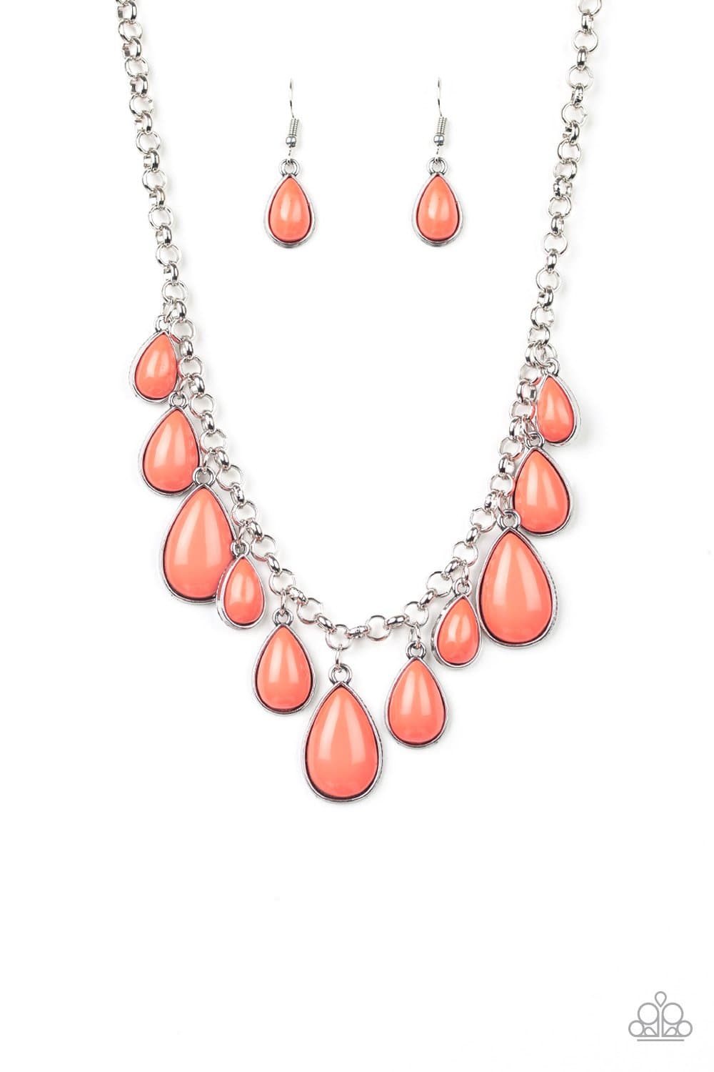 Jaw-Dropping Diva - Orange Teardrop Bead Necklace - Paparazzi Accessories - GlaMarous Titi Jewels