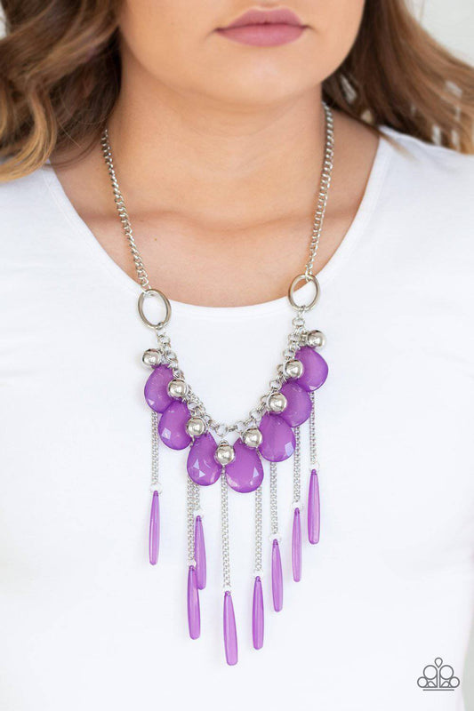 Roaring Riviera - Purple Teardrop Bead Necklace - Paparazzi Accessories - GlaMarous Titi Jewels