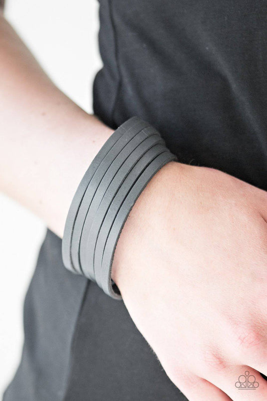 Day Hike - Gray Leather Wrap Bracelet - Paparazzi Accessories - GlaMarous Titi Jewels