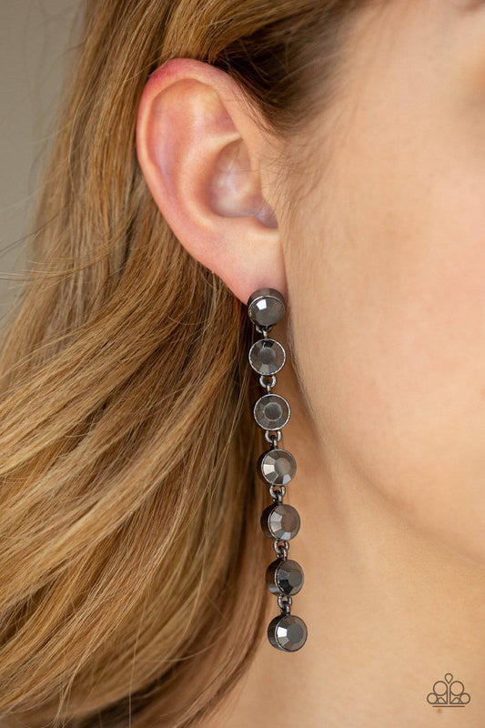 Dazzling Debonair - Black Hematite Rhinestone Earrings - Paparazzi Accessories - GlaMarous Titi Jewels
