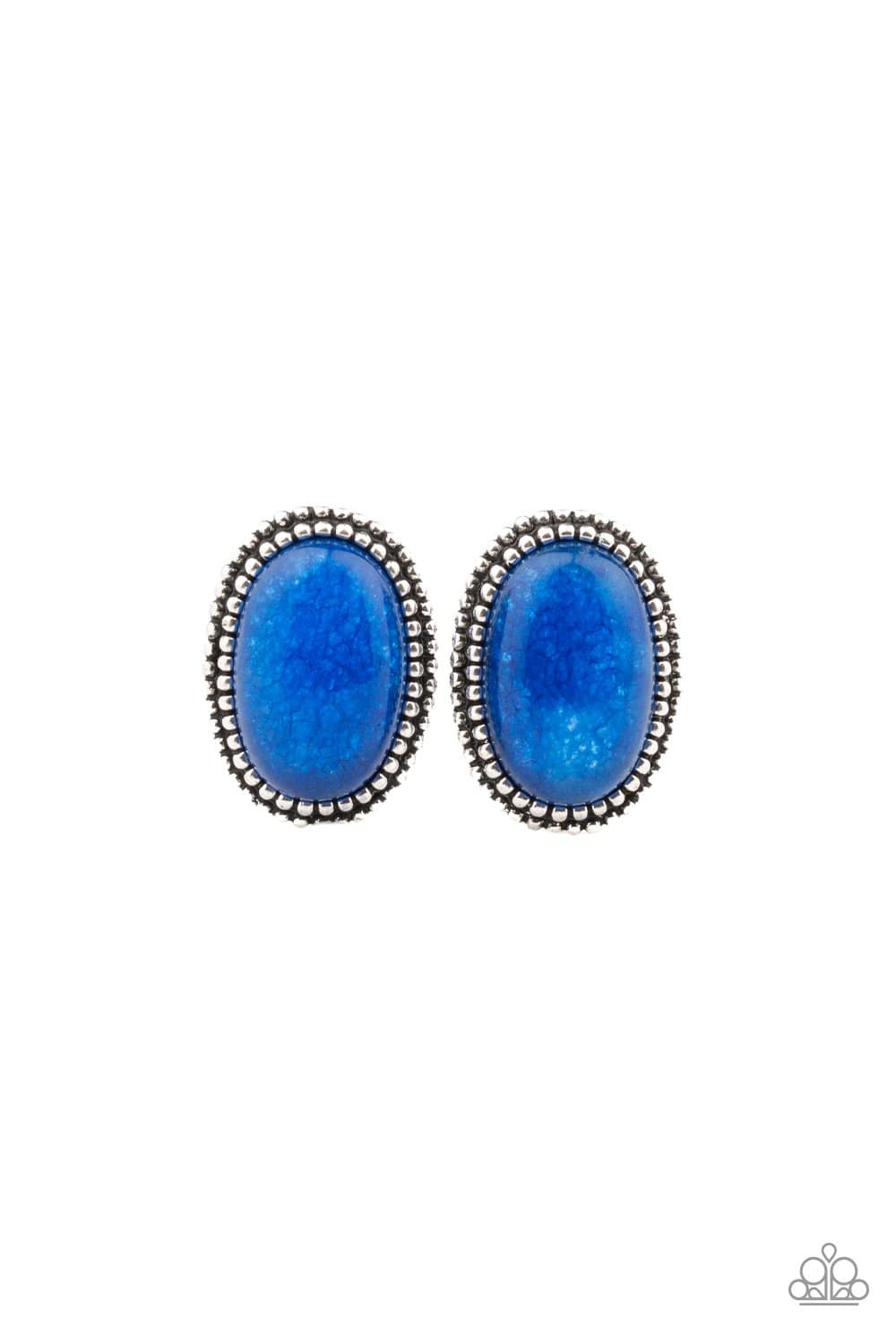 Shiny Sediment - Blue Glassy Stone Earrings- Paparazzi Accessories - GlaMarous Titi Jewels