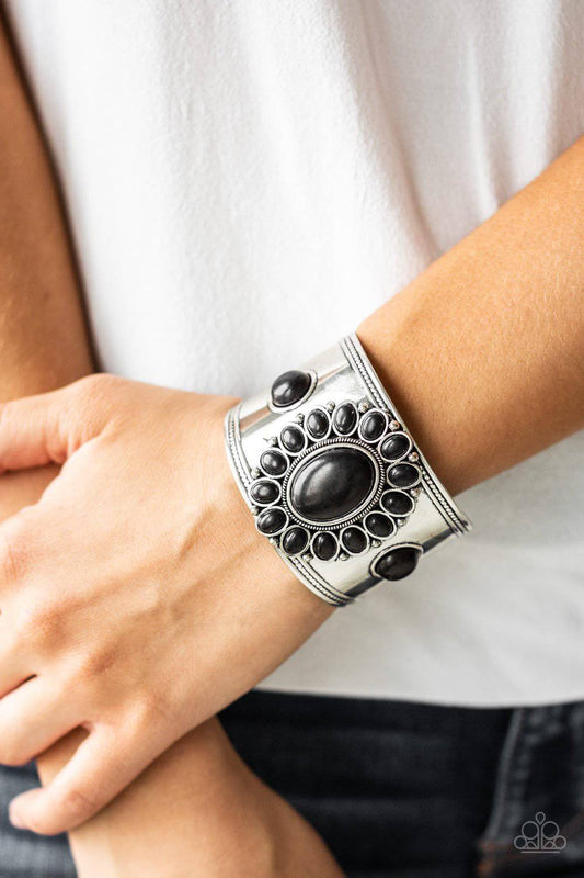 Room To Roam - Black Stone Cuff Bracelet - Paparazzi Accessories - GlaMarous Titi Jewels