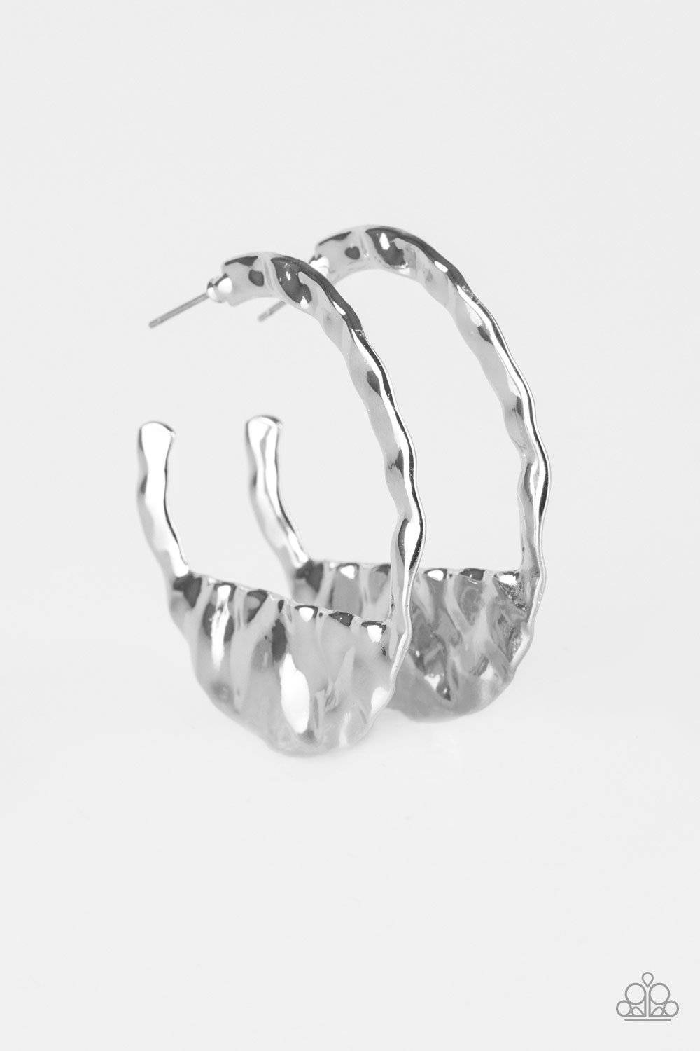 The BEAST Of Me - Silver Hoop Earrings - Paparazzi Accessories - GlaMarous Titi Jewels