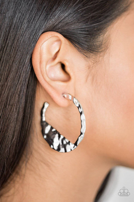 The BEAST Of Me - Silver Hoop Earrings - Paparazzi Accessories - GlaMarous Titi Jewels