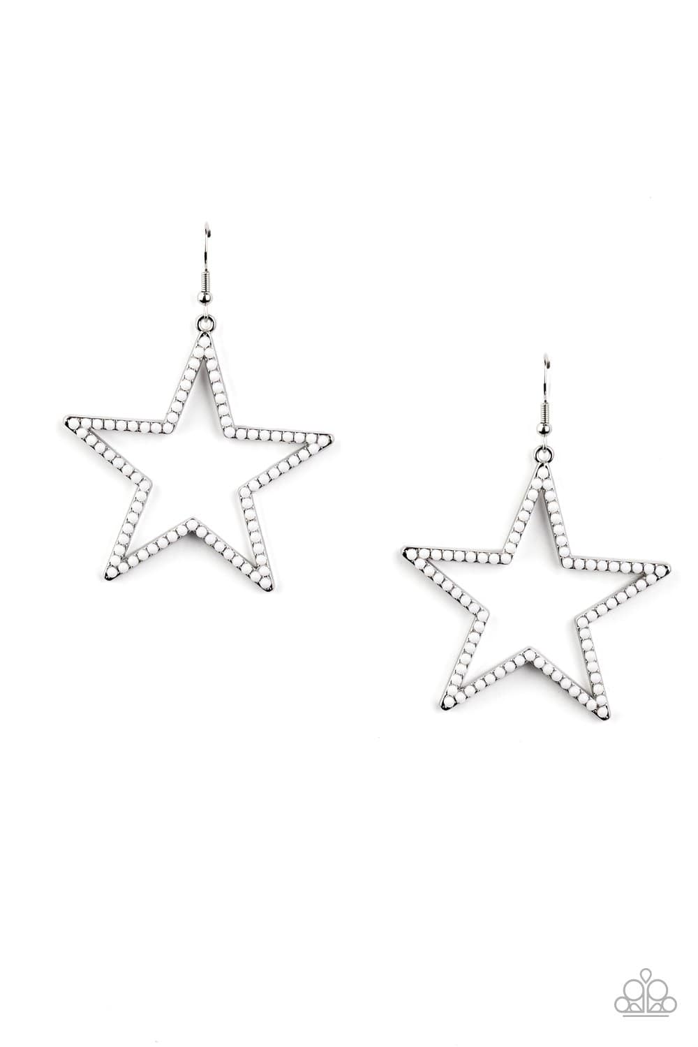 Count Your Stars - White Star Earrings- Paparazzi Accessories - GlaMarous Titi Jewels