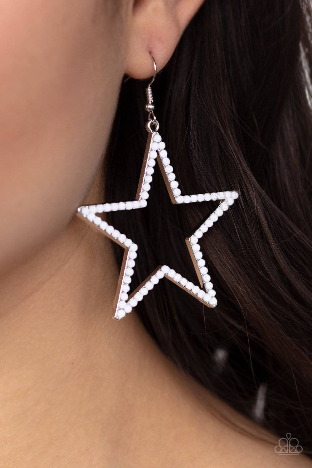 Count Your Stars - White Star Earrings- Paparazzi Accessories - GlaMarous Titi Jewels