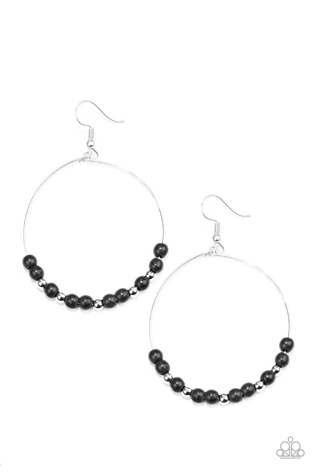 Stone Spa - Black Stone Hoop Earrings- Paparazzi Accessories - GlaMarous Titi Jewels