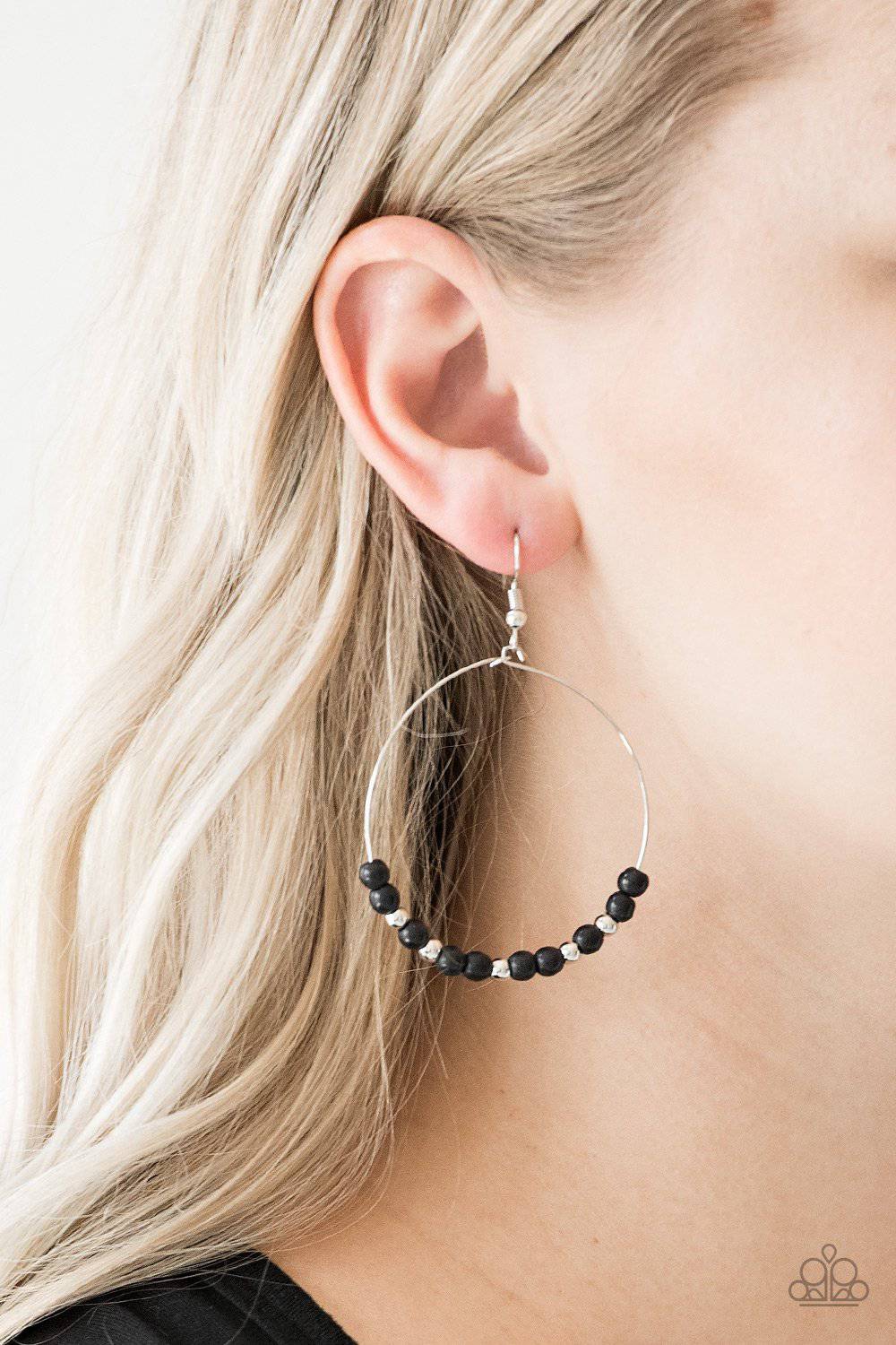 Stone Spa - Black Stone Hoop Earrings- Paparazzi Accessories - GlaMarous Titi Jewels