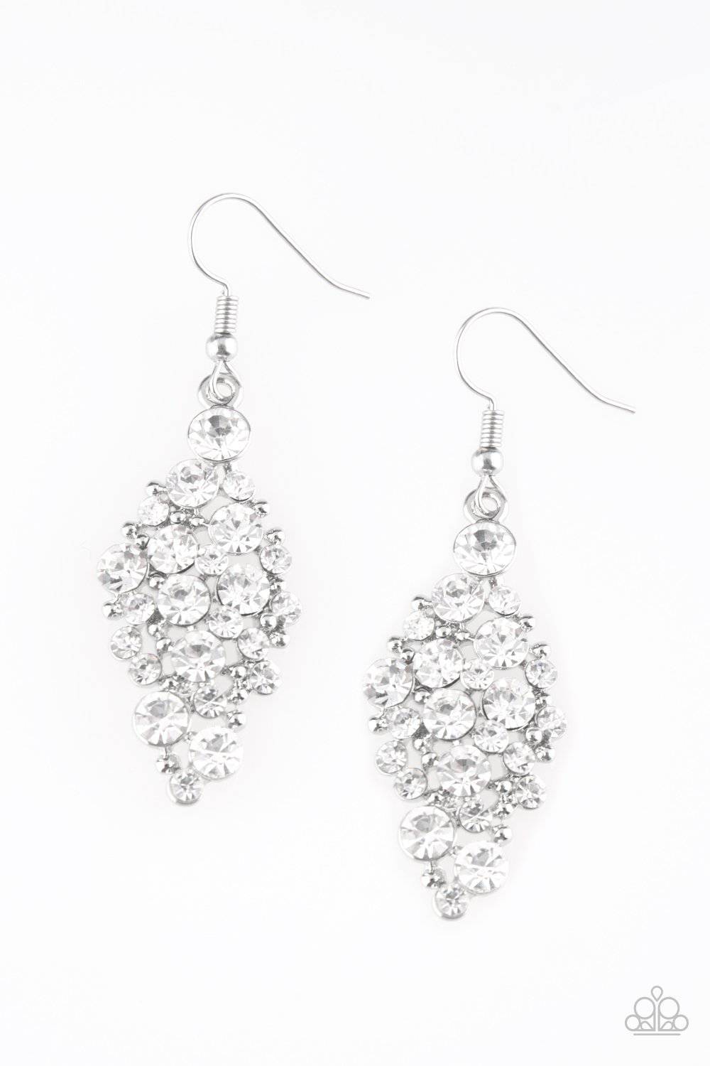 Cosmically Chic - White Rhinestone Earrings- Paparazzi Accessories - GlaMarous Titi Jewels