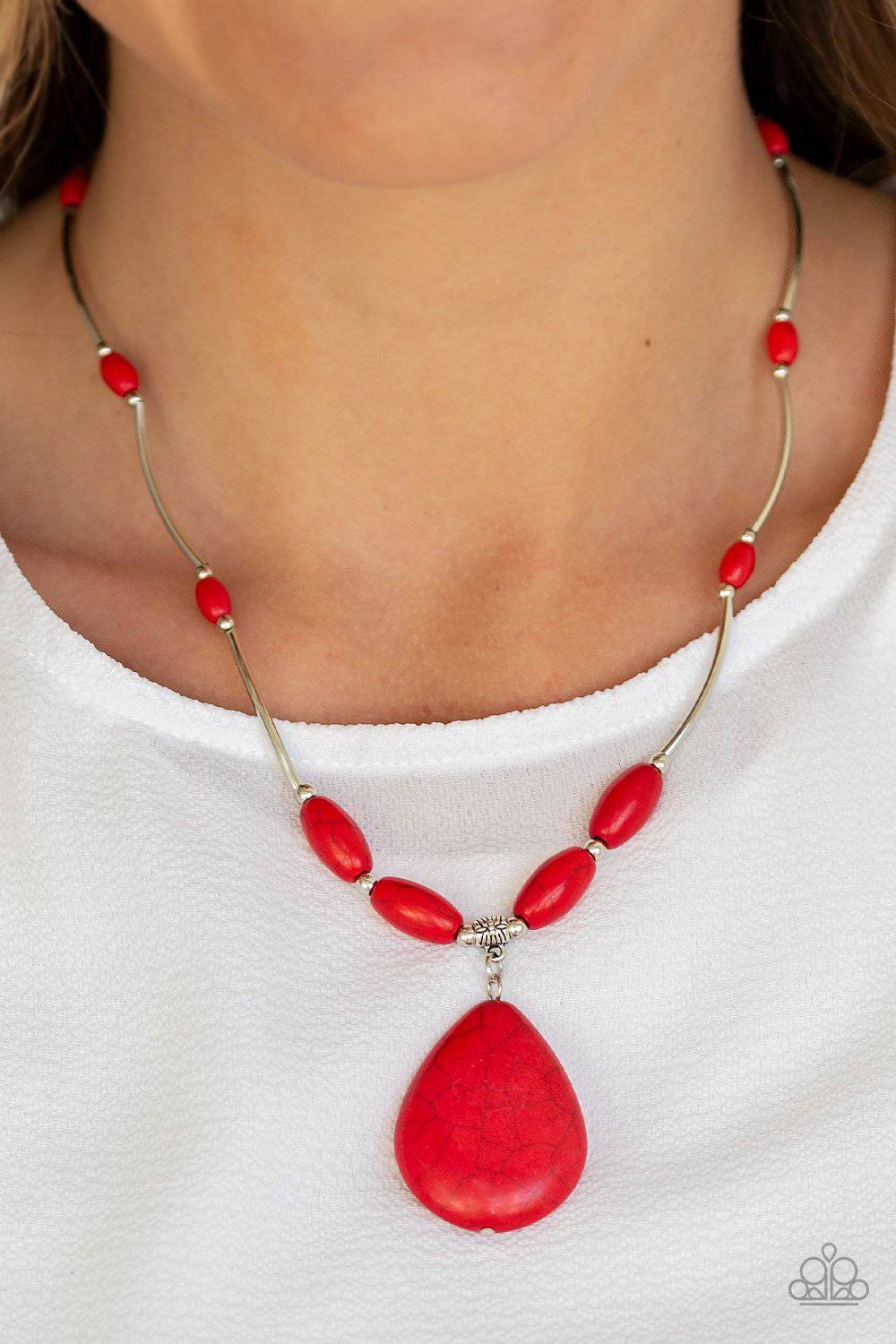 Explore The Elements - Red Necklace- Paparazzi Accessories - GlaMarous Titi Jewels