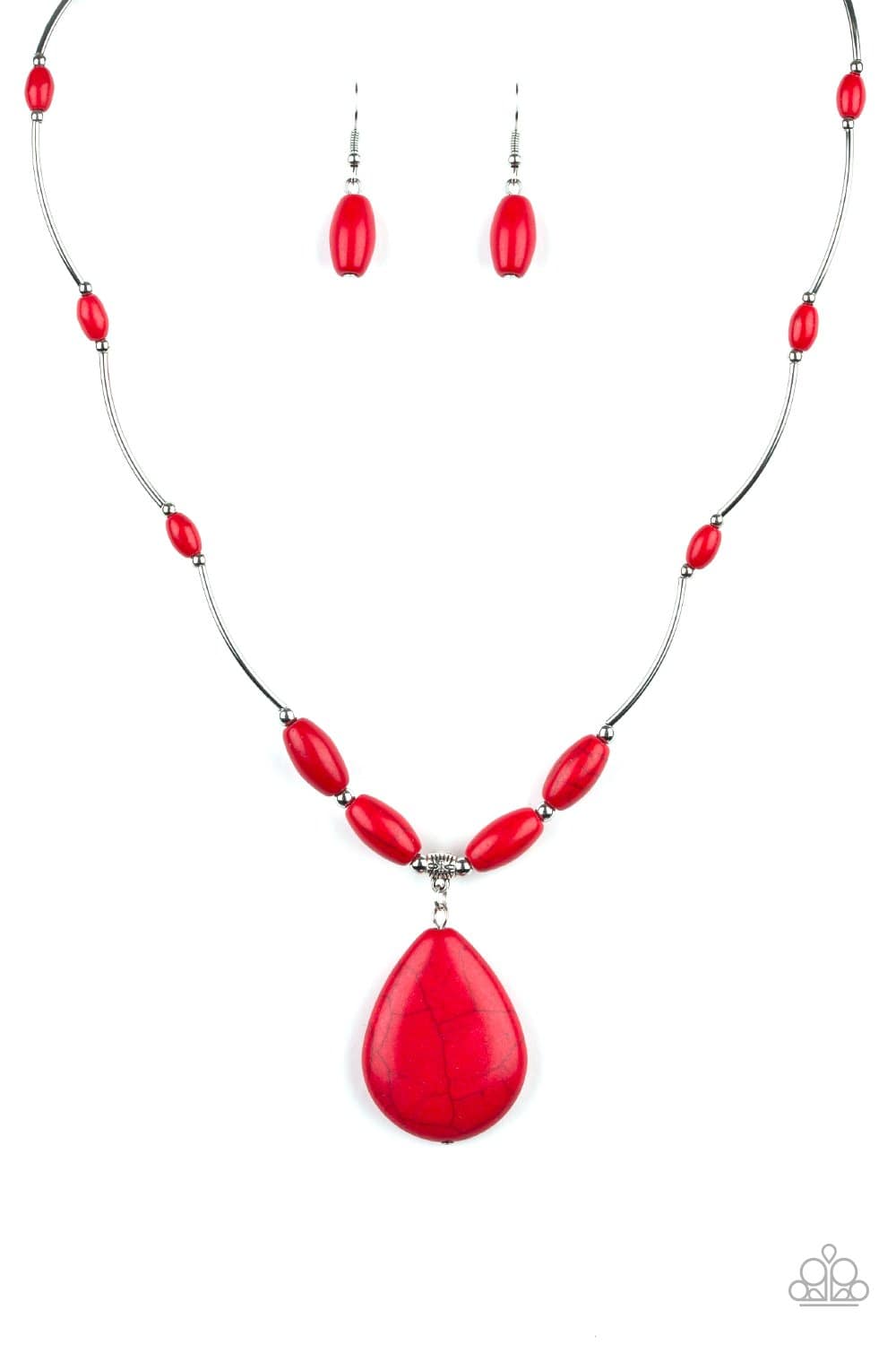 Explore The Elements - Red Necklace- Paparazzi Accessories - GlaMarous Titi Jewels