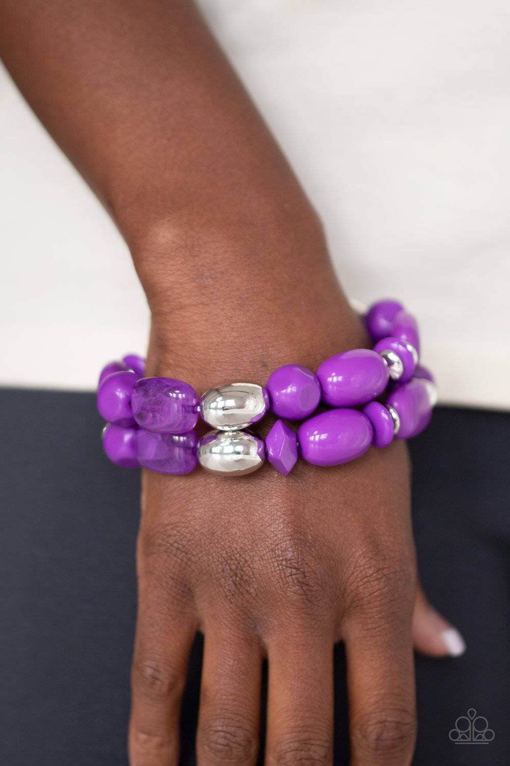 Fruity Flavor - Purple Stretchy Bracelet- Paparazzi Accessories - GlaMarous Titi Jewels