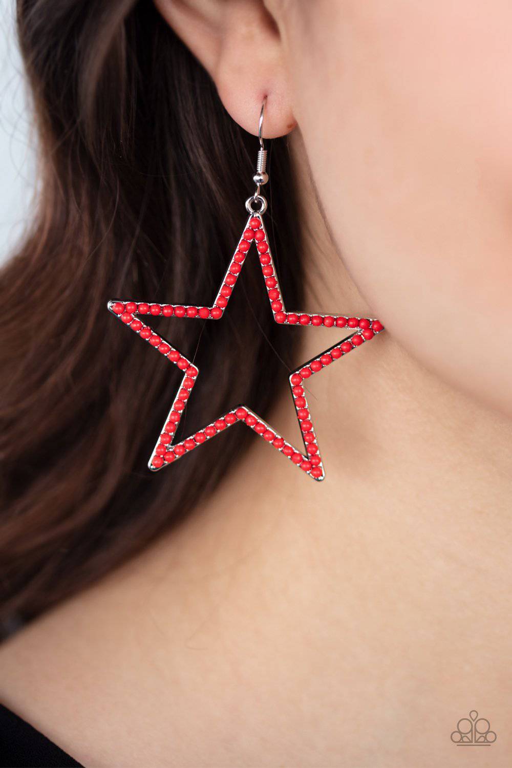 Count Your Stars - Red Star Earrings- Paparazzi Accessories - GlaMarous Titi Jewels