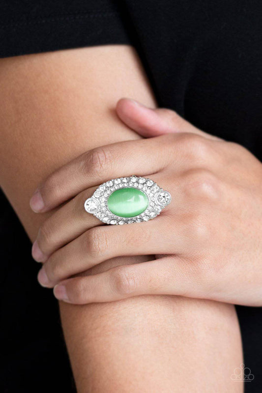 Riviera Royalty - Green Moonstone Ring- Paparazzi Accessories - GlaMarous Titi Jewels