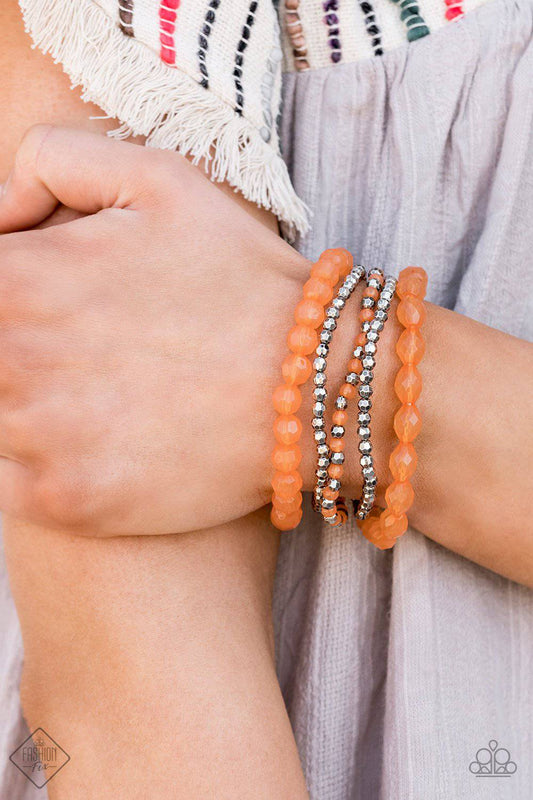 Sugary Sweet - Orange Stretchy Bracelet - Paparazzi Accessories - GlaMarous Titi Jewels