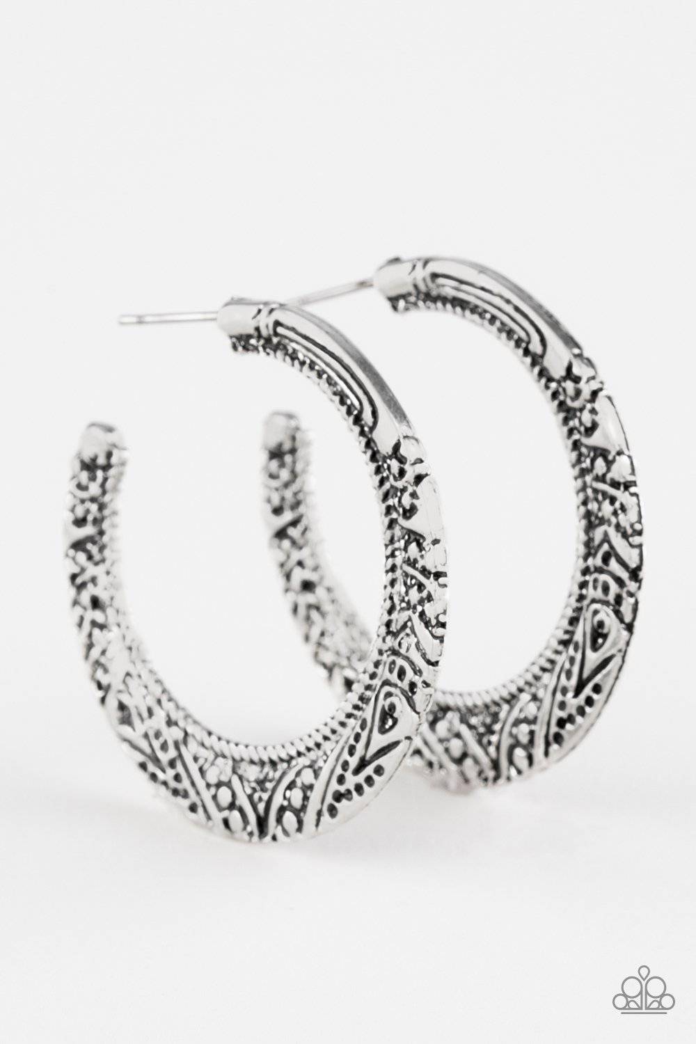 Rumba Rendezvous - Silver Hoop Earrings- Paparazzi Accessories - GlaMarous Titi Jewels