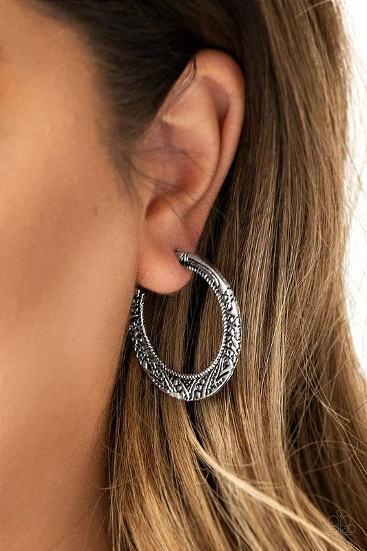 Rumba Rendezvous - Silver Hoop Earrings- Paparazzi Accessories - GlaMarous Titi Jewels