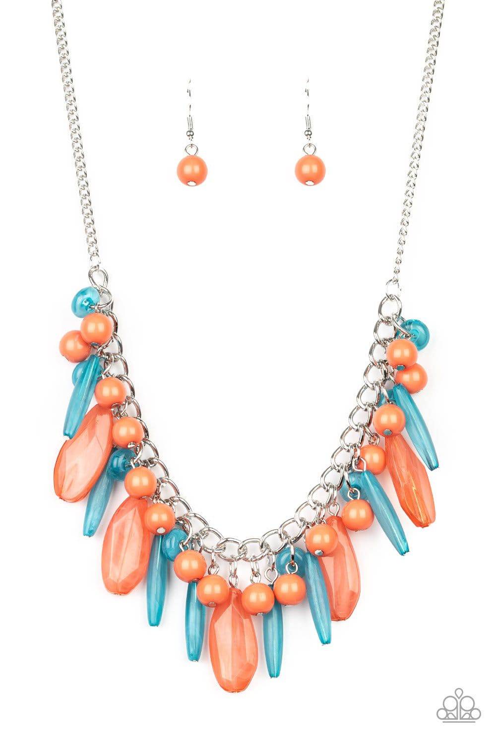 Miami Martinis - Multi Blue and Coral Necklace- Paparazzi Accessories - GlaMarous Titi Jewels