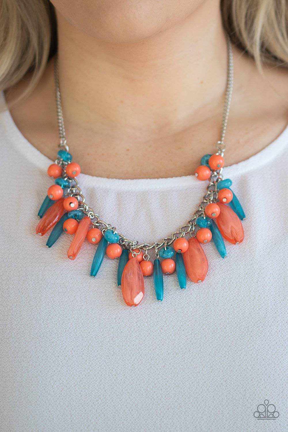 Miami Martinis - Multi Blue and Coral Necklace- Paparazzi Accessories - GlaMarous Titi Jewels