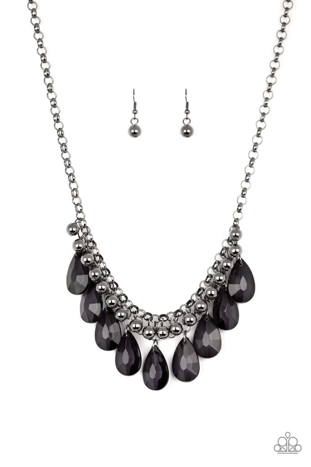 Fashionista Flair - Black Gunmetal Teardrop Necklace- Paparazzi Accessories - GlaMarous Titi Jewels