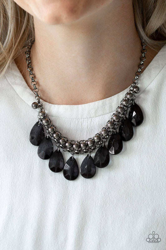 Fashionista Flair - Black Gunmetal Teardrop Necklace- Paparazzi Accessories - GlaMarous Titi Jewels