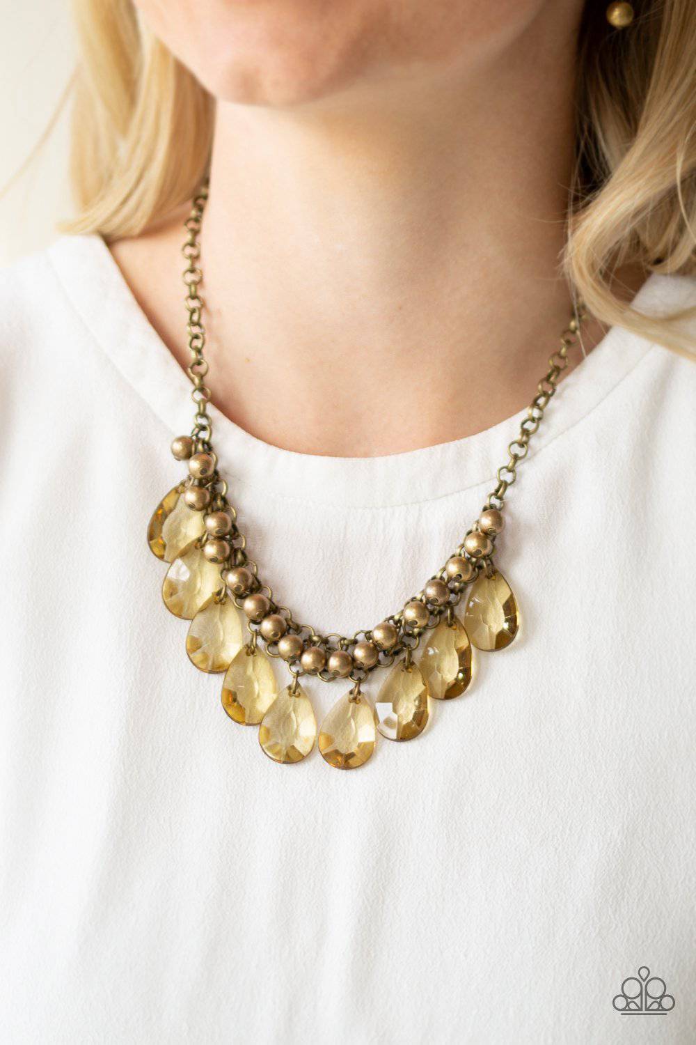 Fashionista Flair - Brass Bead Necklace - Paparazzi Accessories - GlaMarous Titi Jewels