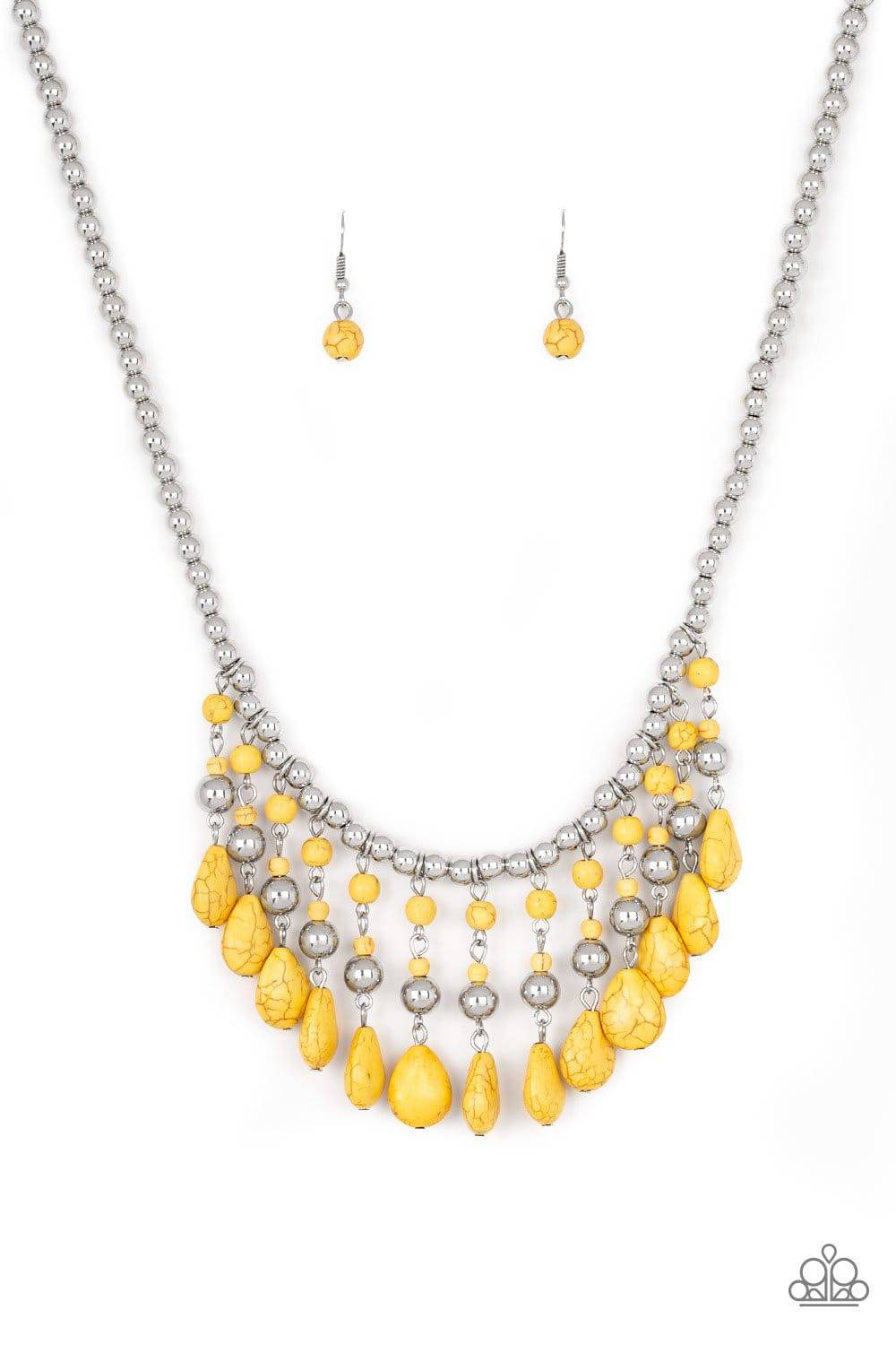 Rural Revival - Yellow Bead Necklace - Paparazzi Accessories - GlaMarous Titi Jewels