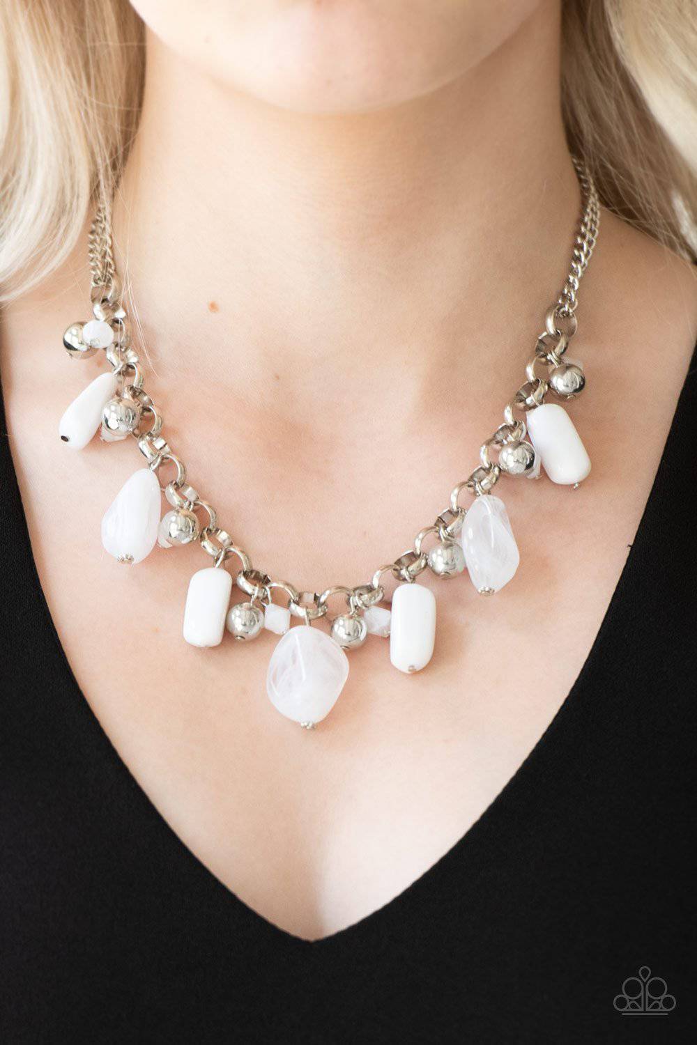 Grand Canyon Grotto - White & Silver Necklace - Paparazzi Accessories - GlaMarous Titi Jewels