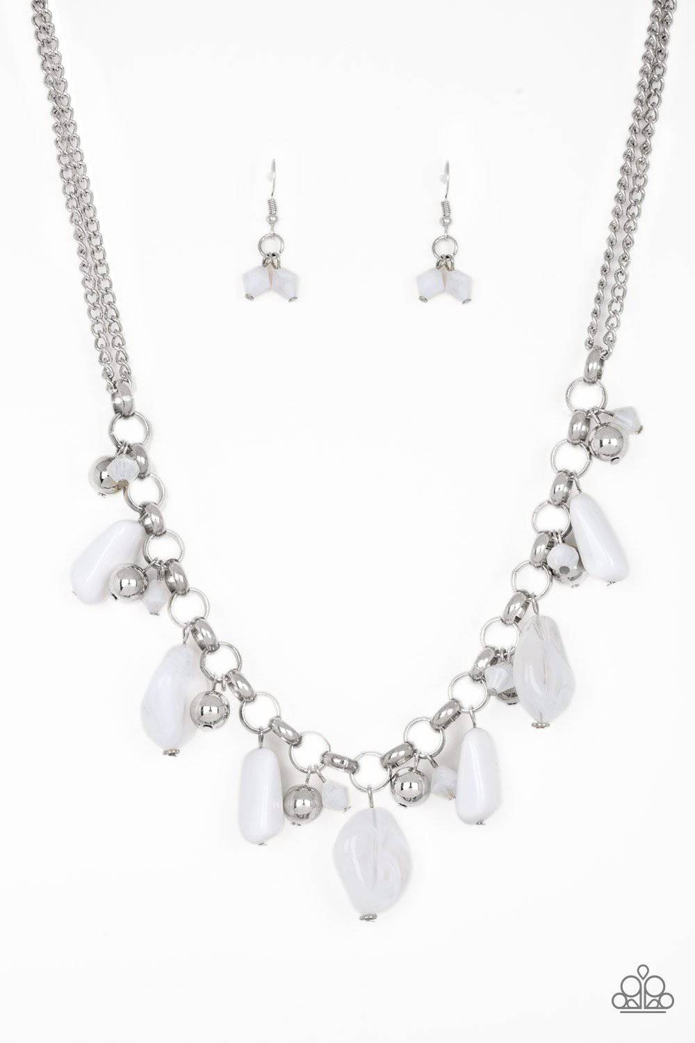 Grand Canyon Grotto - White & Silver Necklace - Paparazzi Accessories - GlaMarous Titi Jewels