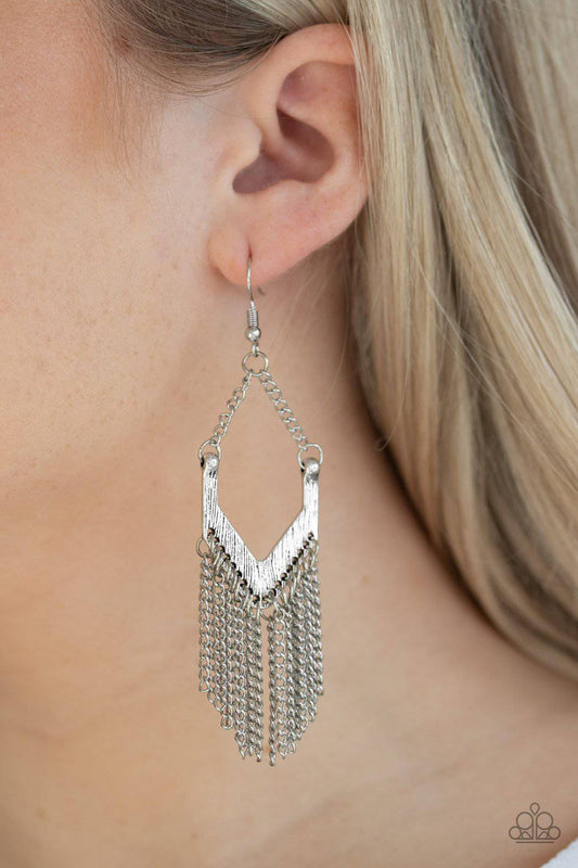 Unchained Fashion - Silver Chain Earrings - Paparazzi Accessories - GlaMarous Titi Jewels