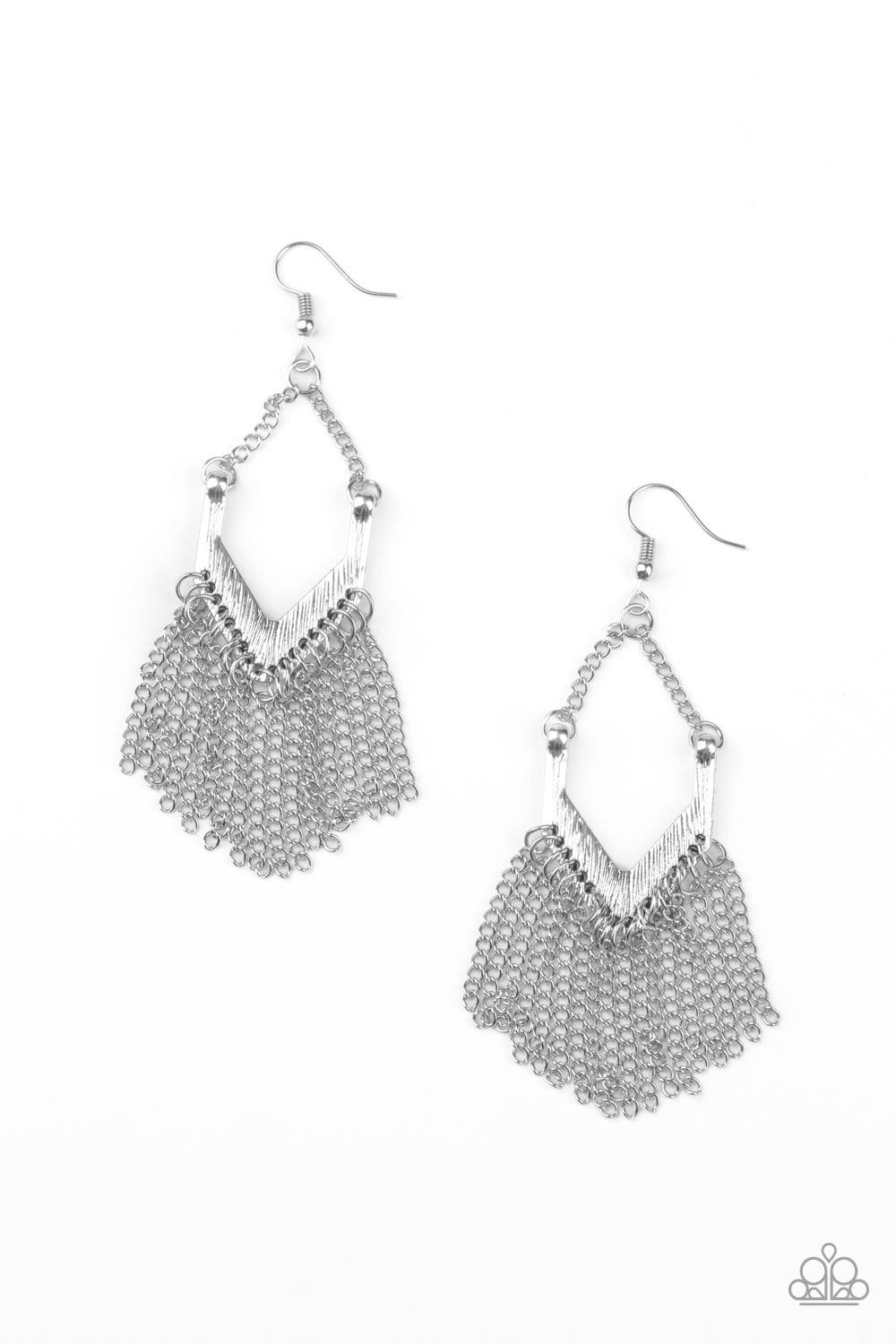 Unchained Fashion - Silver Chain Earrings - Paparazzi Accessories - GlaMarous Titi Jewels