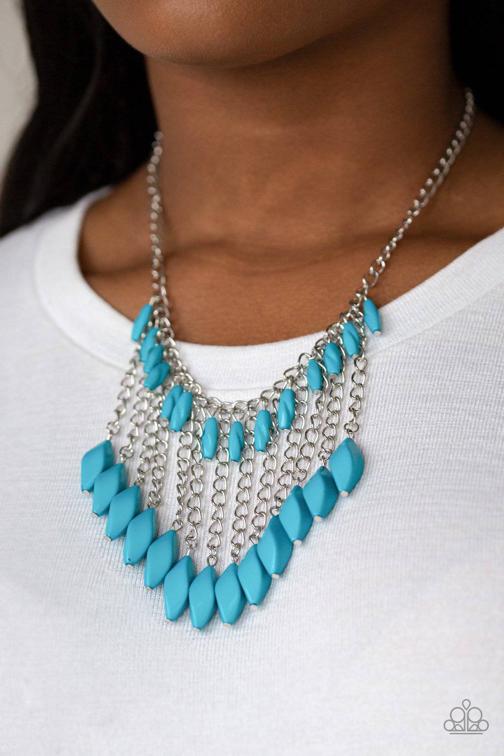 Venturous Vibes - Blue Bead Necklace - Paparazzi Accessories - GlaMarous Titi Jewels