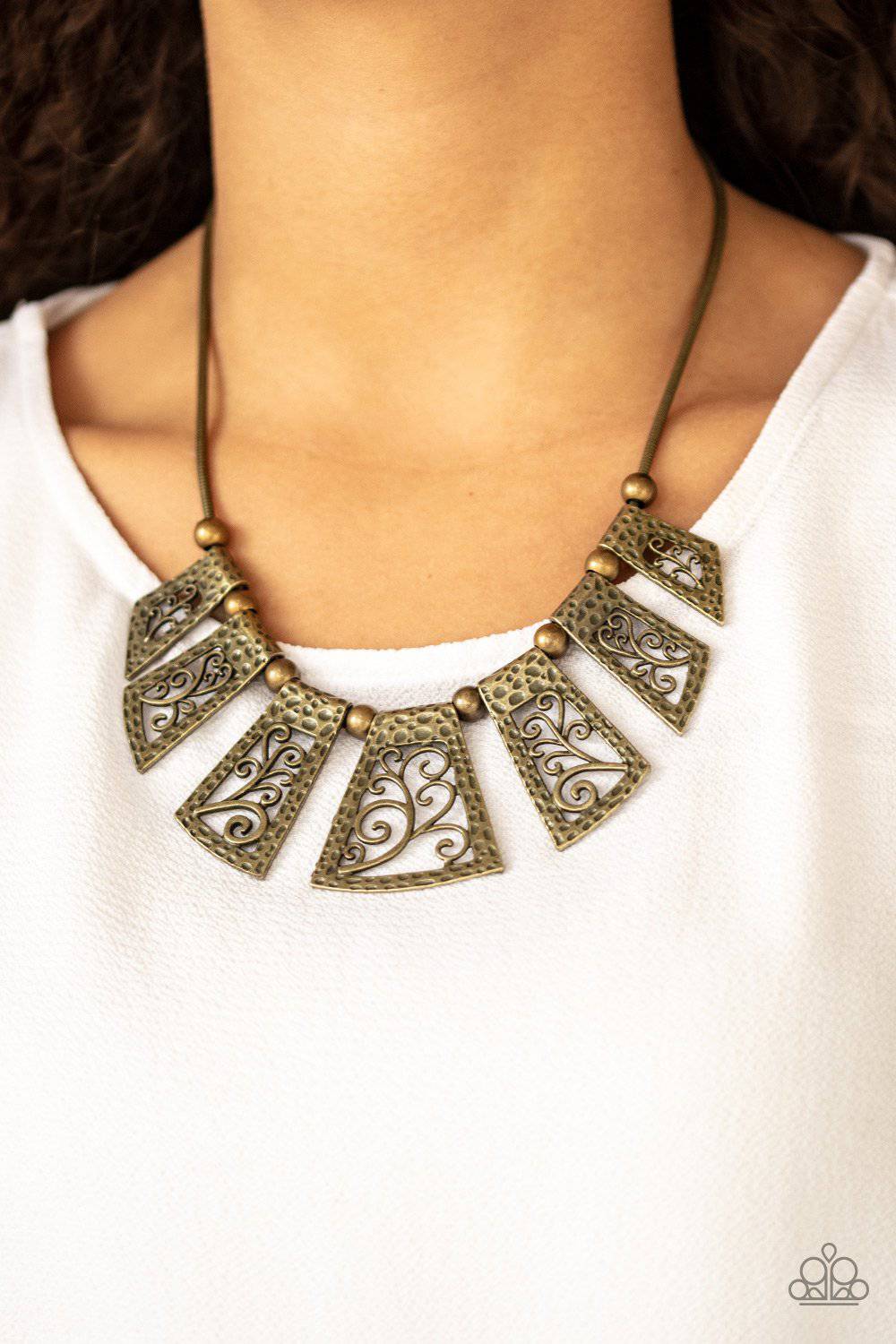 Vintage Vineyard - Brass Vine-Like Necklace - Paparazzi Accessories - GlaMarous Titi Jewels