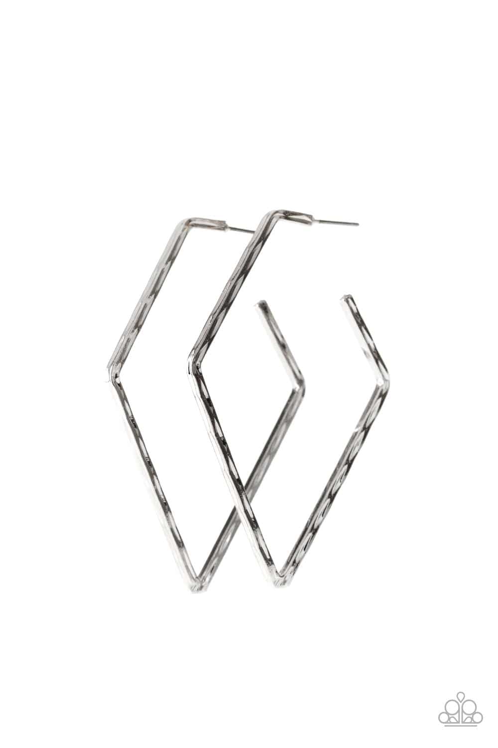 Geo Grunge - Silver Kite-like Hoop Earrings - Paparazzi Accessories - GlaMarous Titi Jewels