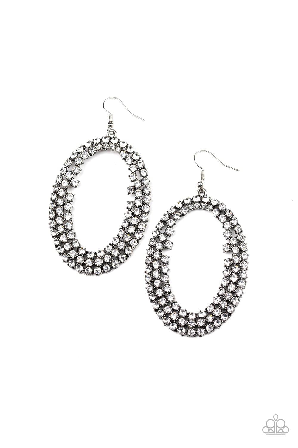 Radical Razzle - June 2020 Exclusive Life of the Party White Rhinestone Earrings - Paparazzi - GlaMarous Titi Jewels