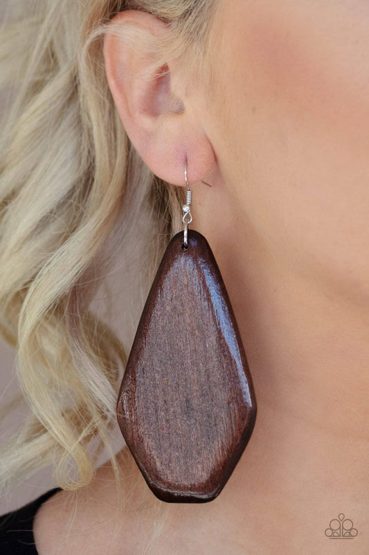 Vacation Ready - Brown Wood Earrings- Paparazzi Accessories - GlaMarous Titi Jewels