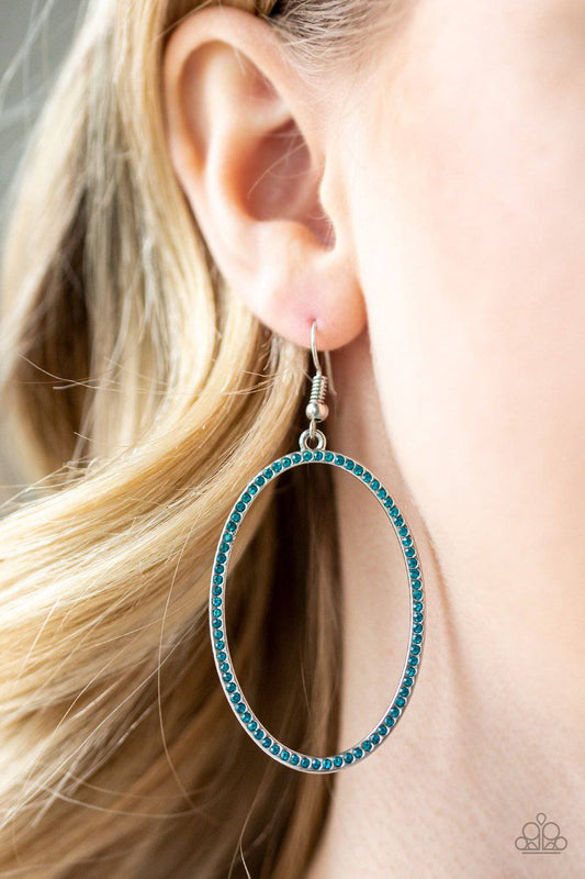 Dazzle On Demand - Blue Rhinestone Hoop Earrings- Paparazzi Accessories - GlaMarous Titi Jewels