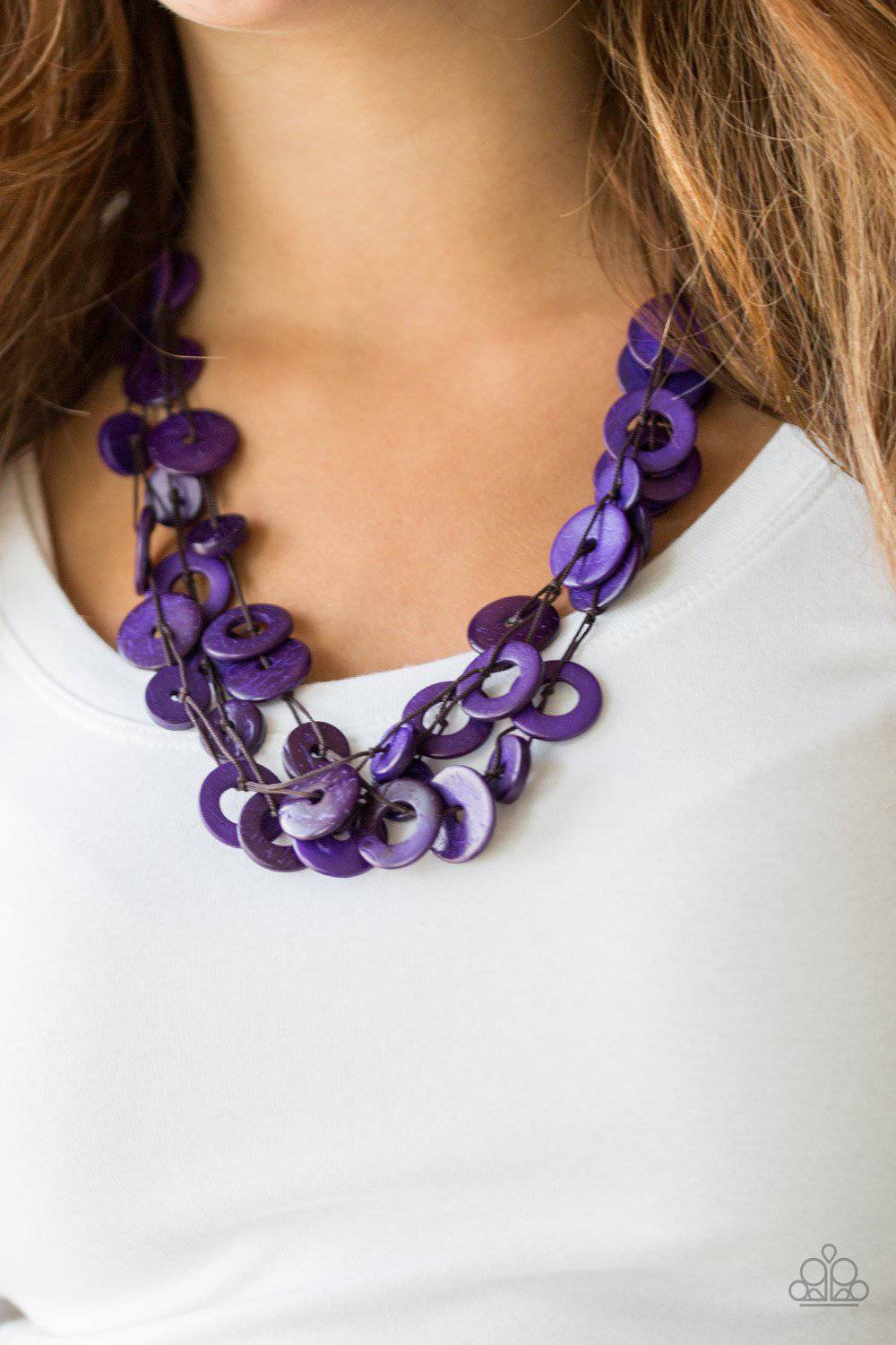 Wonderfully Walla Walla - Purple Wood Necklace- Paparazzi Accessories - GlaMarous Titi Jewels