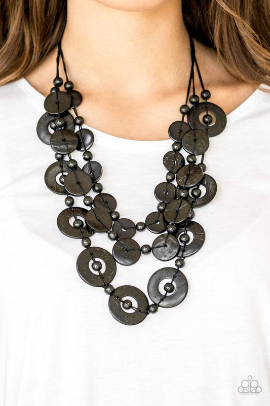 Catalina Coastin - Black Wood Necklace- Paparazzi Accessories - GlaMarous Titi Jewels
