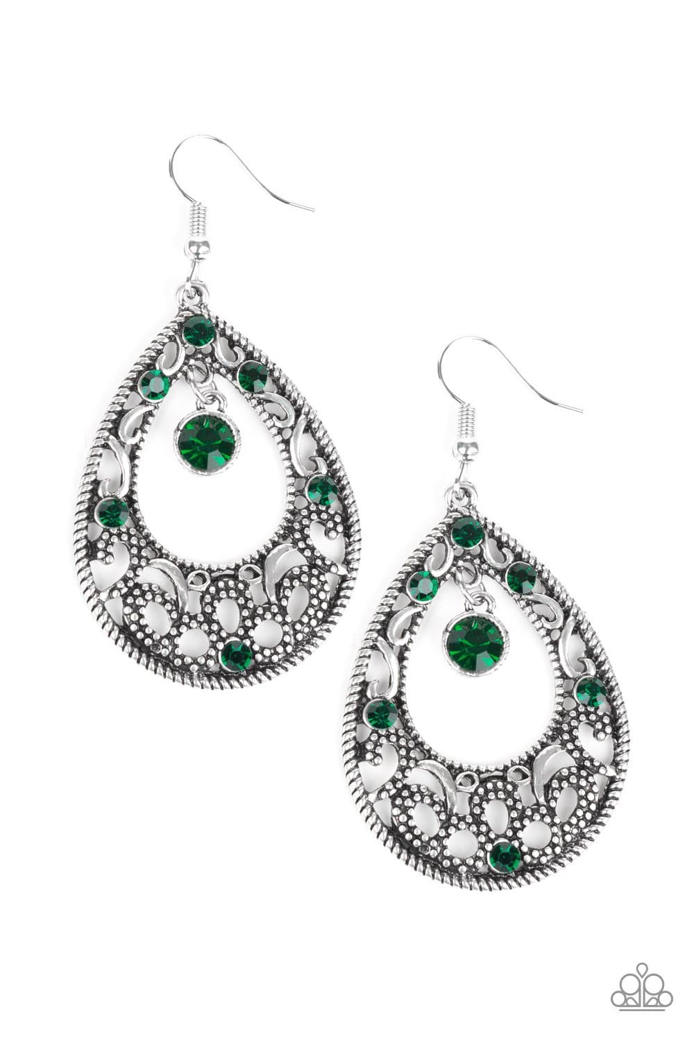 Green rhinestone outlet earrings paparazzi