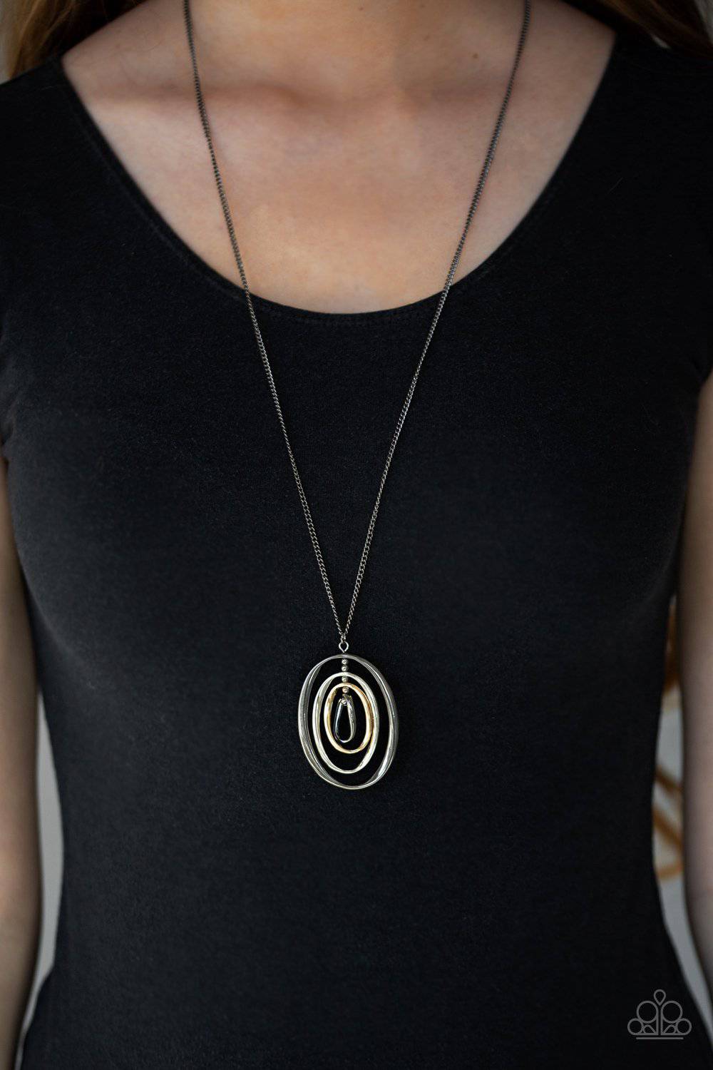 Classic Convergence - Black Gunmetal Silver Pendant Necklace - Paparazzi Accessories - GlaMarous Titi Jewels