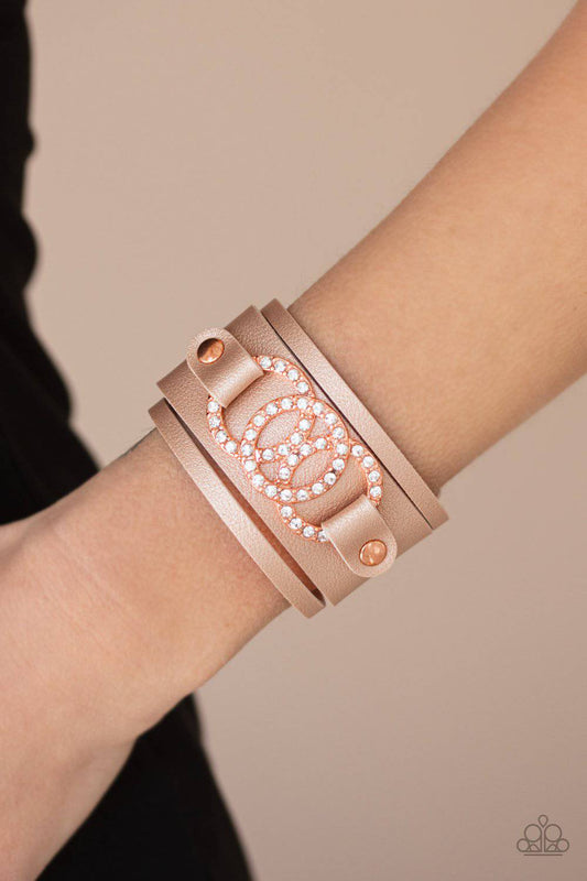 Couture Influencer - Copper Rhinestone Snap Bracelet - Paparazzi Accessories - GlaMarous Titi Jewels