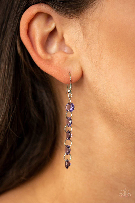 Trickle-Down Effect - Dainty Purple Glassy Earrings - Paparazzi Accessories - GlaMarous Titi Jewels