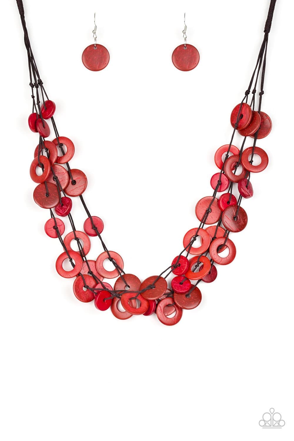 Wonderfully Walla Walla - Red Wooden Bead Necklace - Paparazzi Accessories - GlaMarous Titi Jewels