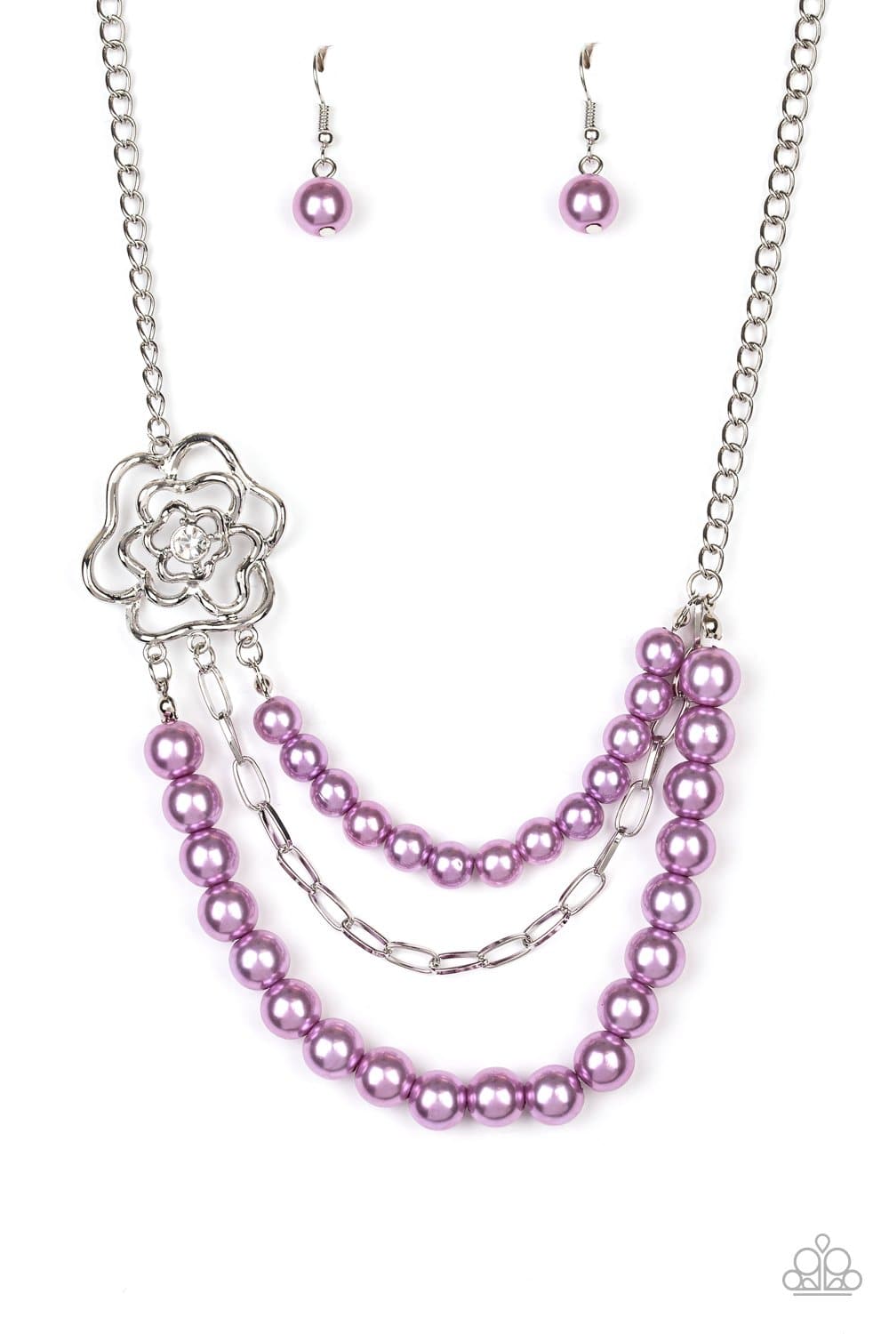 Fabulously Floral - Purple Floral Rhinestone Necklace - Paparazzi Accessories - GlaMarous Titi Jewels