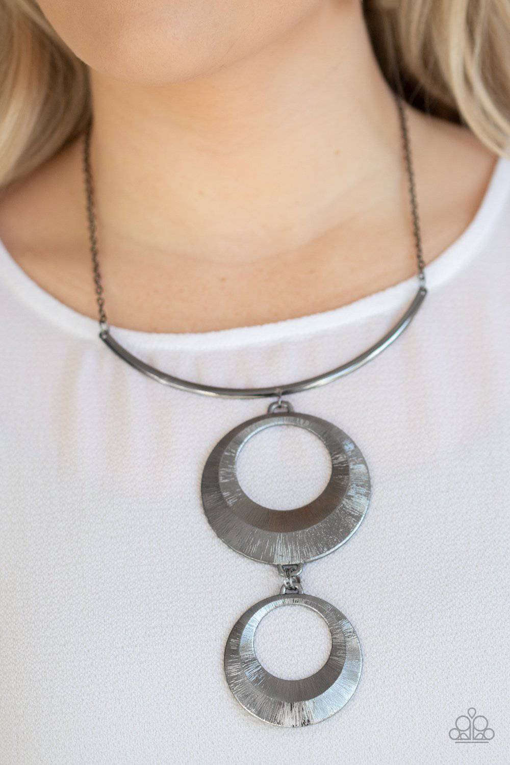 Egyptian Eclipse - Black Gunmetal Necklace - Paparazzi Accessories - GlaMarous Titi Jewels