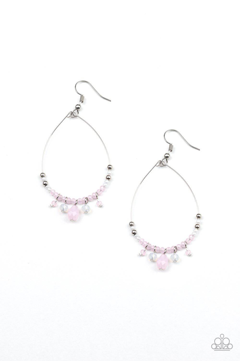 Exquisitely Ethereal - Pink Silver Pearl Bead Earrings - Paparazzi Accessories - GlaMarous Titi Jewels